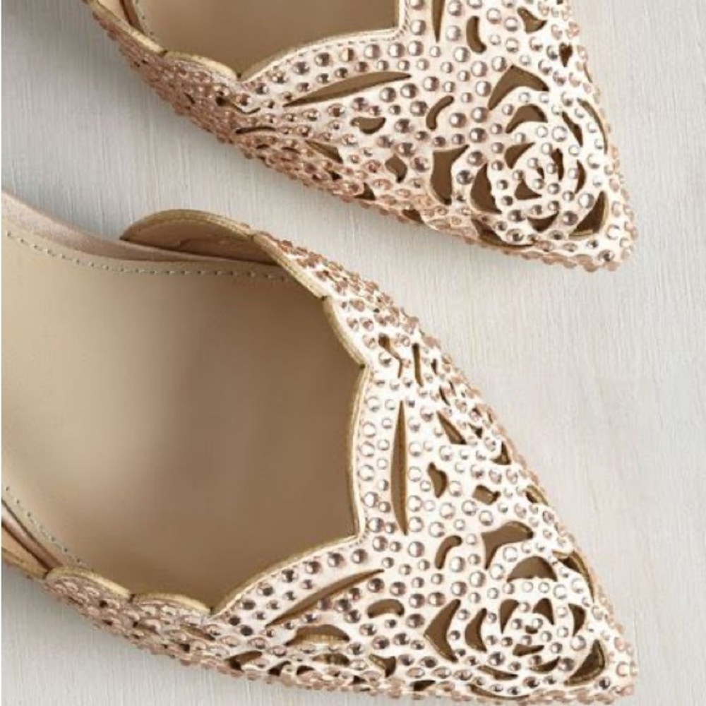 Betsey Johnson NWB Blush Lucy Flats w/ Rhinestone Cutouts